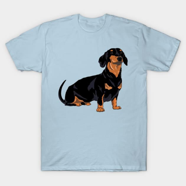 Dachshund black and tan, cute dog T-Shirt by The Christmas Lady